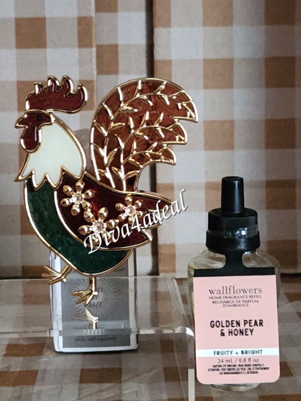 Bath & Body Works STAINED GLASS ROOSTER Nightlight Wallflower Plug & Refill Set